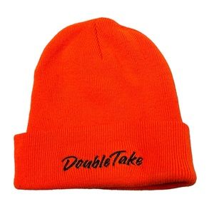 Double take neon orange beanie hat one size